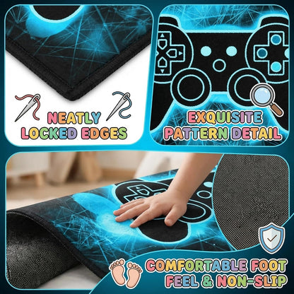 Video Game Rug - Gaming Themed Rug Gamepad Controller Area Rugs for Bedroom Gaming Carpet for Boys Game Carpet for Playrooms Bedroom Doormat Yoga Mats