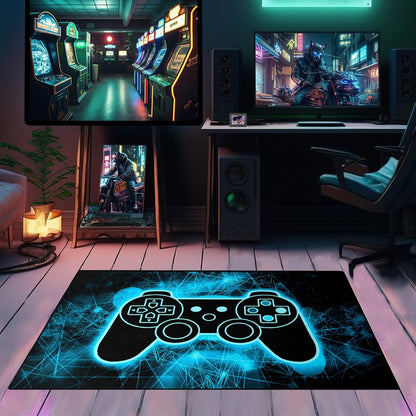 Video Game Rug - Gaming Themed Rug Gamepad Controller Area Rugs for Bedroom Gaming Carpet for Boys Game Carpet for Playrooms Bedroom Doormat Yoga Mats