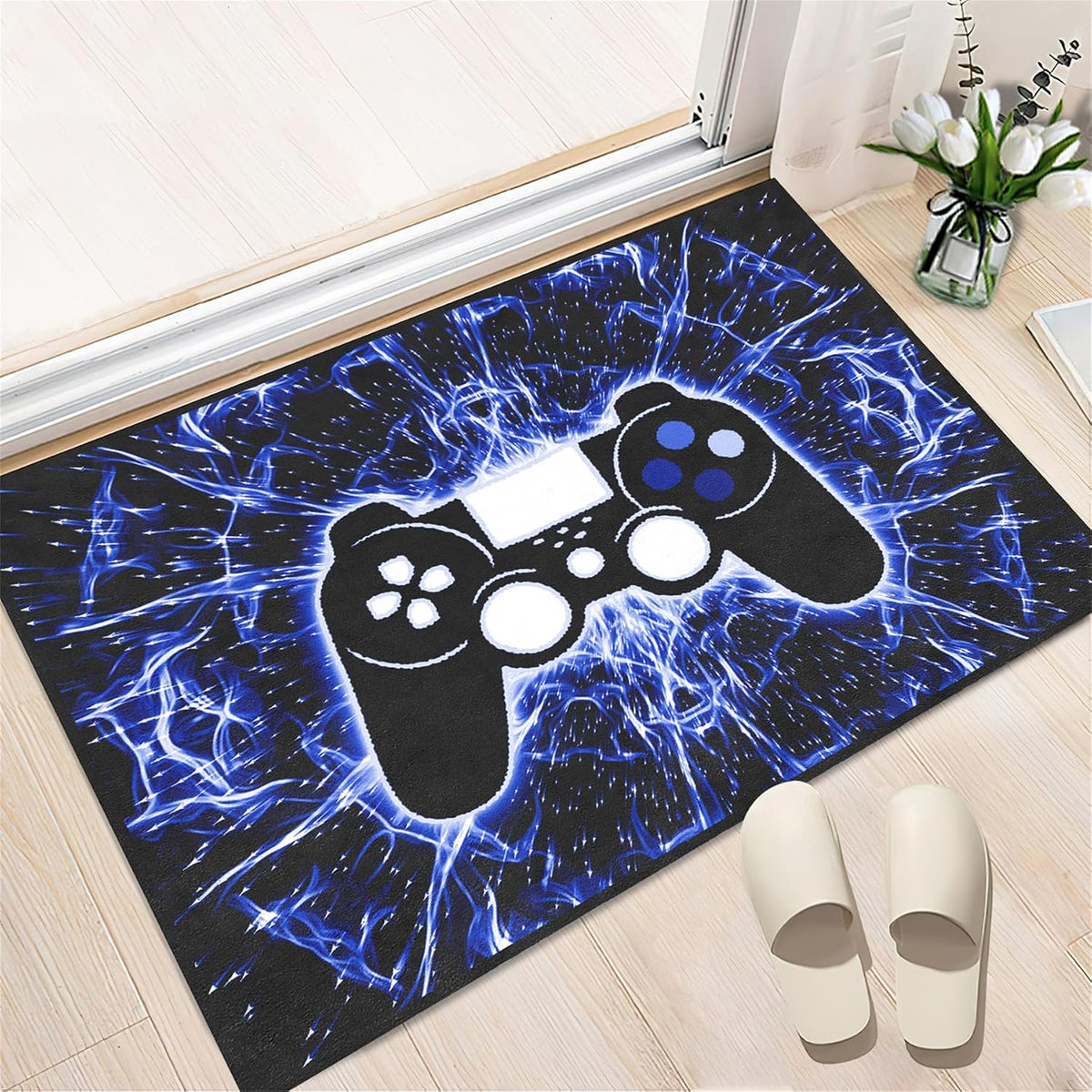 Video Game Rug - Gaming Themed Rug Gamepad Controller Area Rugs for Bedroom Gaming Carpet for Boys Game Carpet for Playrooms Bedroom Doormat Yoga Mats