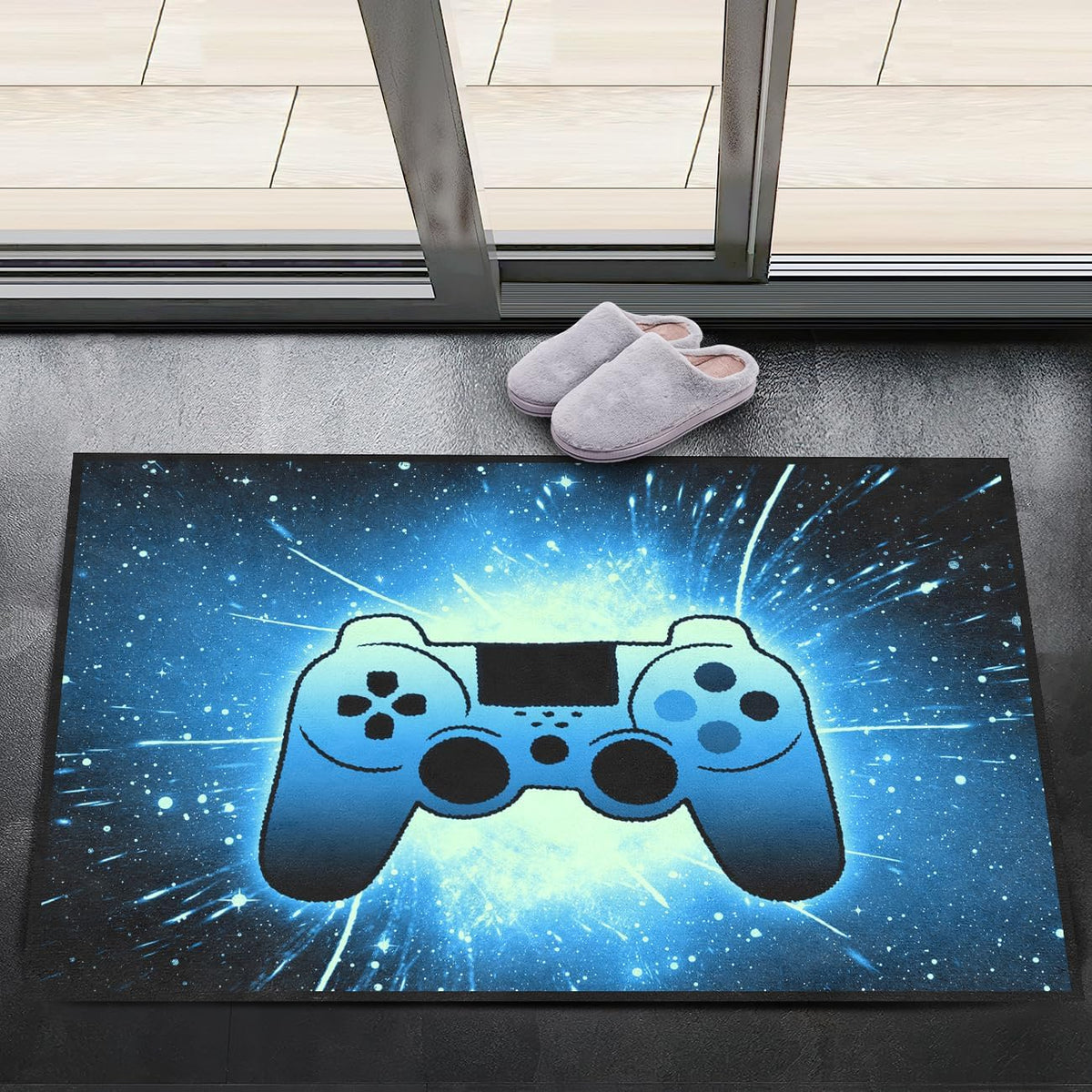Video Game Rug - Gaming Themed Rug Gamepad Controller Area Rugs for Bedroom Gaming Carpet for Boys Game Carpet for Playrooms Bedroom Doormat Yoga Mats