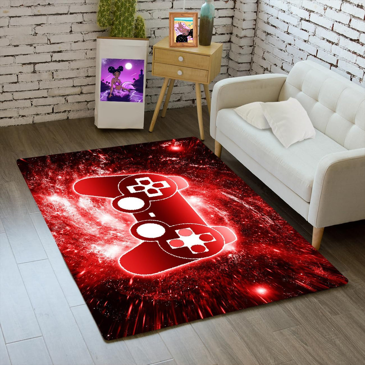 Video Game Rug - Gaming Themed Rug Gamepad Controller Area Rugs for Bedroom Gaming Carpet for Boys Game Carpet for Playrooms Bedroom Doormat Yoga Mats