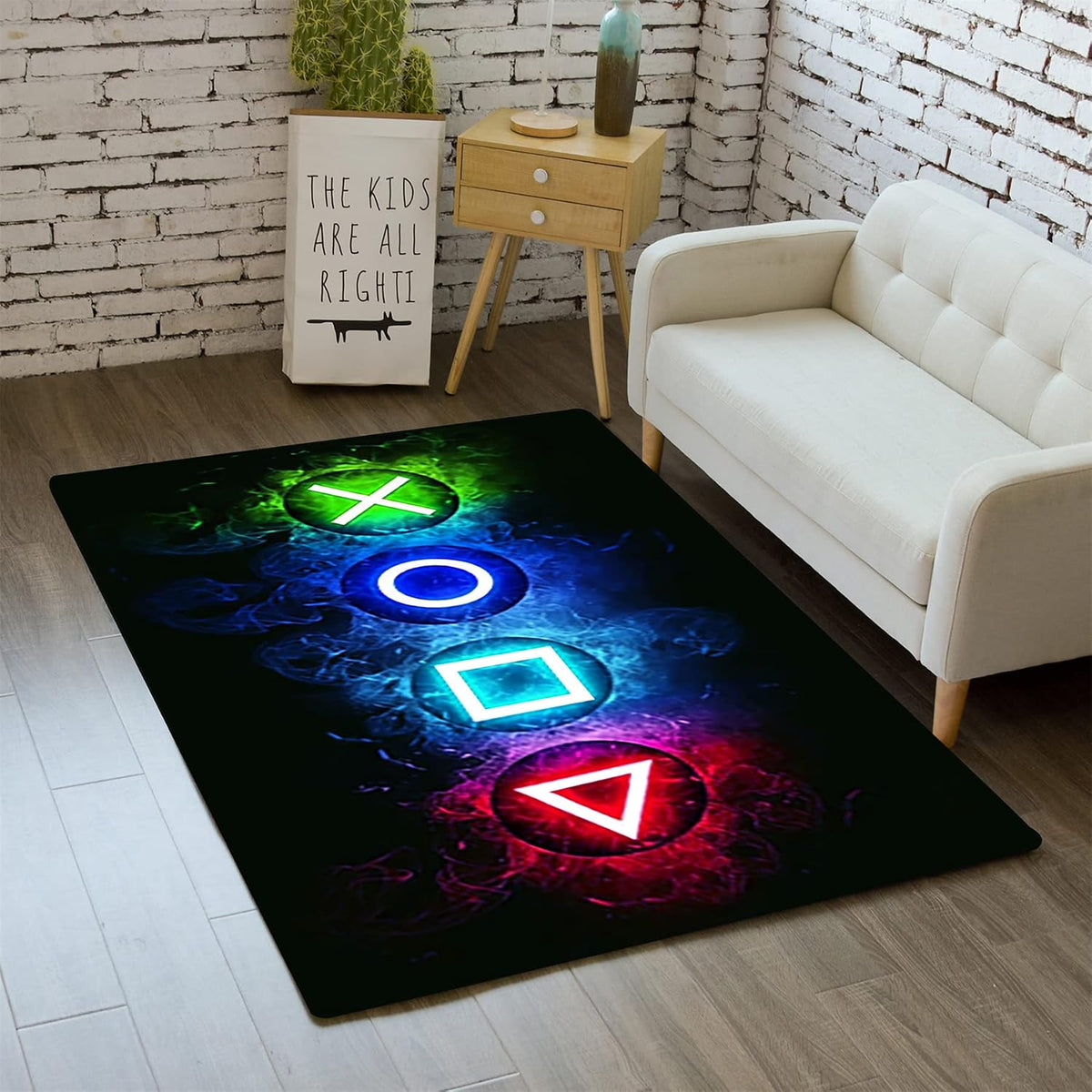 Video Game Rug - Gaming Themed Rug Gamepad Controller Area Rugs for Bedroom Gaming Carpet for Boys Game Carpet for Playrooms Bedroom Doormat Yoga Mats