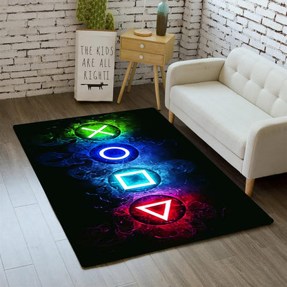 Video Game Rug - Gaming Themed Rug Gamepad Controller Area Rugs for Bedroom Gaming Carpet for Boys Game Carpet for Playrooms Bedroom Doormat Yoga Mats