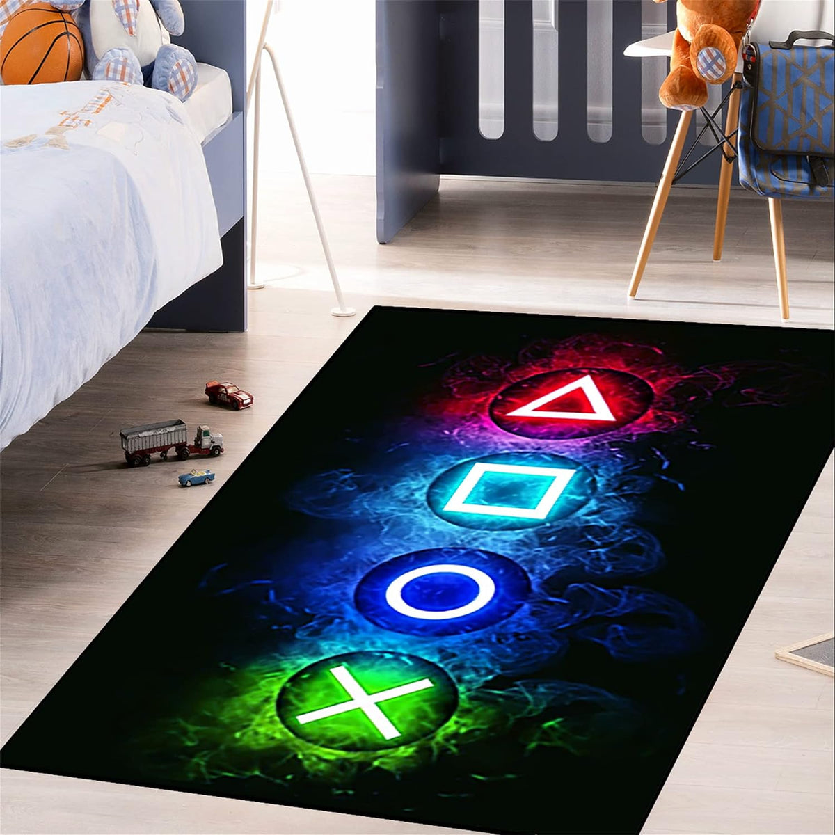 Video Game Rug - Gaming Themed Rug Gamepad Controller Area Rugs for Bedroom Gaming Carpet for Boys Game Carpet for Playrooms Bedroom Doormat Yoga Mats