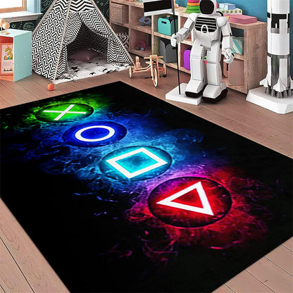 Video Game Rug - Gaming Themed Rug Gamepad Controller Area Rugs for Bedroom Gaming Carpet for Boys Game Carpet for Playrooms Bedroom Doormat Yoga Mats