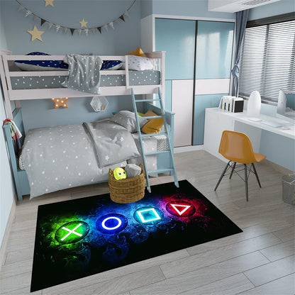Video Game Rug - Gaming Themed Rug Gamepad Controller Area Rugs for Bedroom Gaming Carpet for Boys Game Carpet for Playrooms Bedroom Doormat Yoga Mats