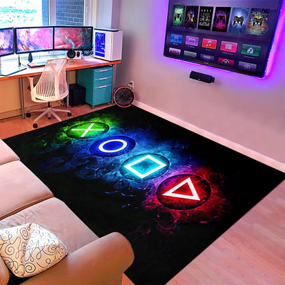 Video Game Rug - Gaming Themed Rug Gamepad Controller Area Rugs for Bedroom Gaming Carpet for Boys Game Carpet for Playrooms Bedroom Doormat Yoga Mats