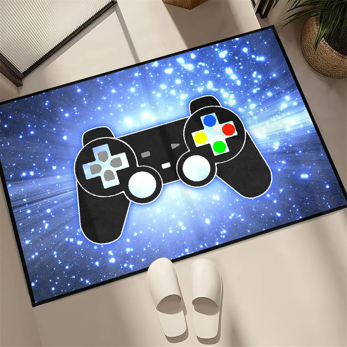 Video Game Rug - Gaming Themed Rug Gamepad Controller Area Rugs for Bedroom Gaming Carpet for Boys Game Carpet for Playrooms Bedroom Doormat Yoga Mats