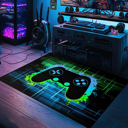 Video Game Rug - Gaming Themed Rug Gamepad Controller Area Rugs for Bedroom Gaming Carpet for Boys Game Carpet for Playrooms Bedroom Doormat Yoga Mats