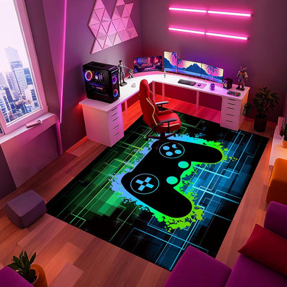 Video Game Rug - Gaming Themed Rug Gamepad Controller Area Rugs for Bedroom Gaming Carpet for Boys Game Carpet for Playrooms Bedroom Doormat Yoga Mats