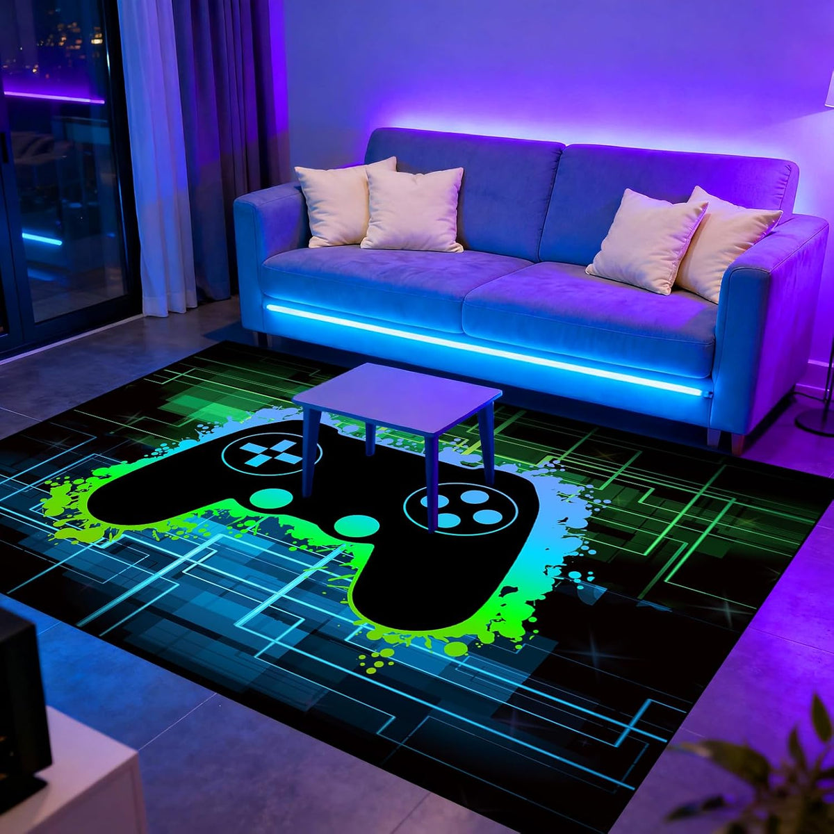 Video Game Rug - Gaming Themed Rug Gamepad Controller Area Rugs for Bedroom Gaming Carpet for Boys Game Carpet for Playrooms Bedroom Doormat Yoga Mats