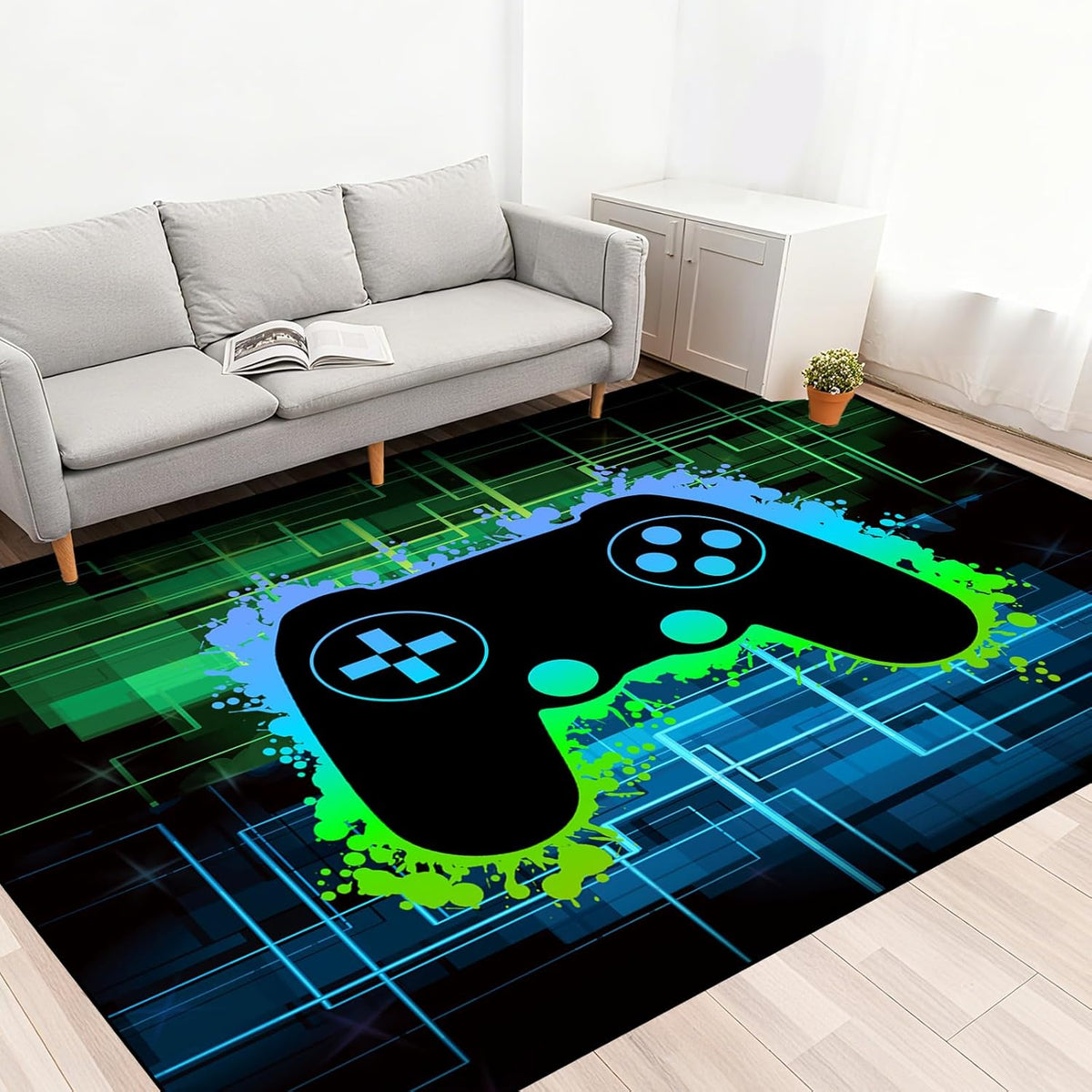 Video Game Rug - Gaming Themed Rug Gamepad Controller Area Rugs for Bedroom Gaming Carpet for Boys Game Carpet for Playrooms Bedroom Doormat Yoga Mats