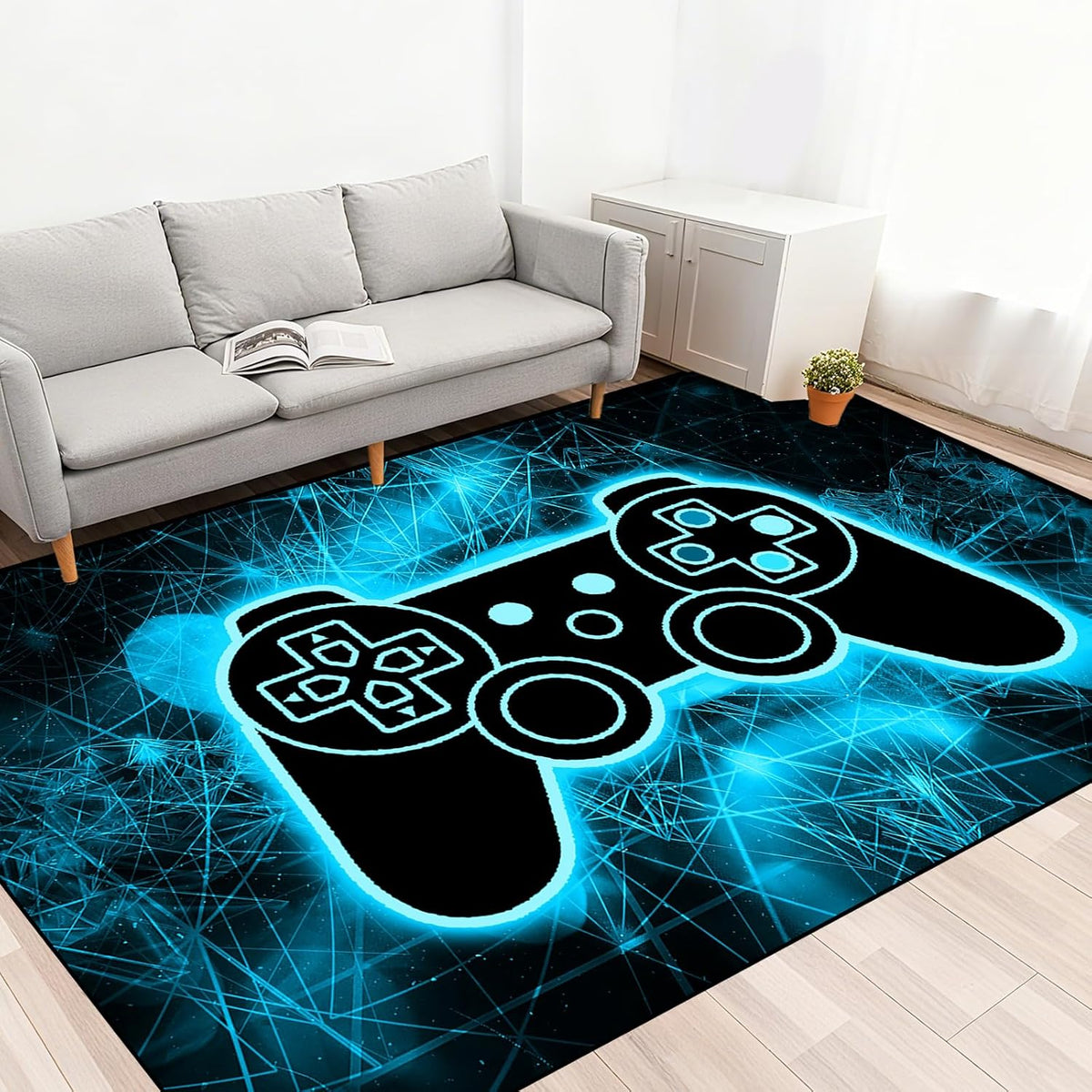 Video Game Rug - Gaming Themed Rug Gamepad Controller Area Rugs for Bedroom Gaming Carpet for Boys Game Carpet for Playrooms Bedroom Doormat Yoga Mats