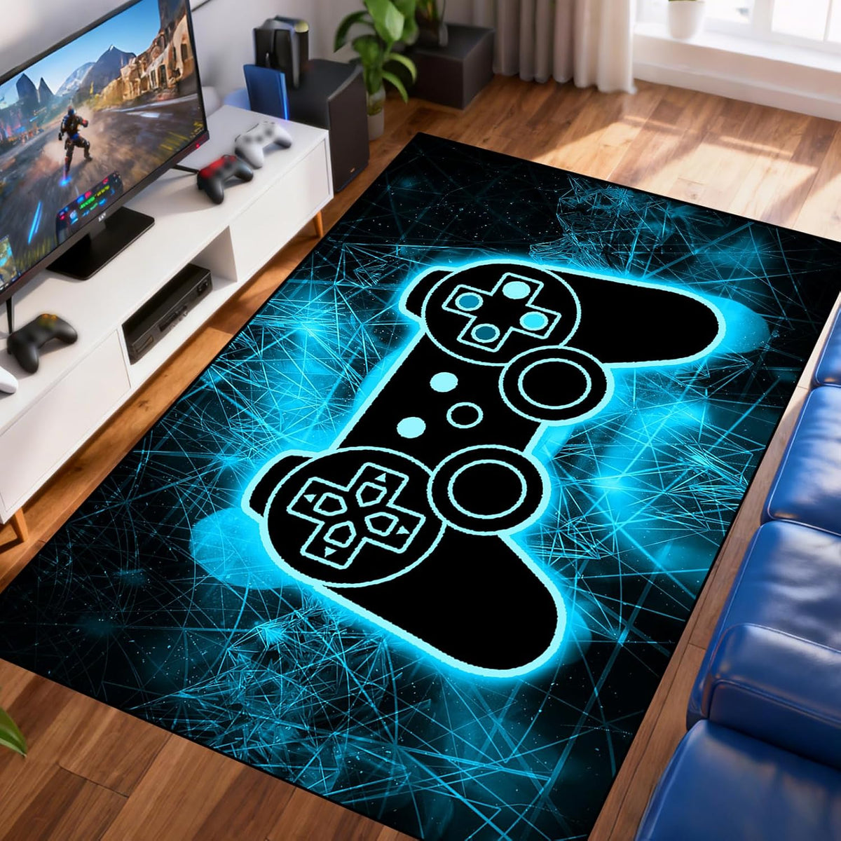 Video Game Rug - Gaming Themed Rug Gamepad Controller Area Rugs for Bedroom Gaming Carpet for Boys Game Carpet for Playrooms Bedroom Doormat Yoga Mats