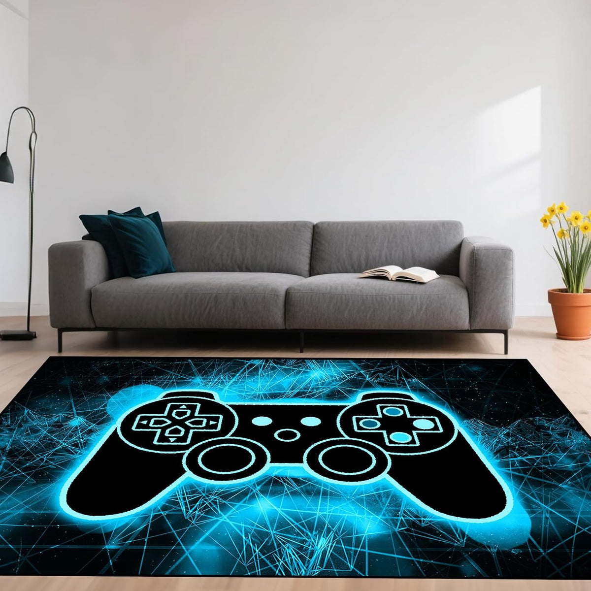Video Game Rug - Gaming Themed Rug Gamepad Controller Area Rugs for Bedroom Gaming Carpet for Boys Game Carpet for Playrooms Bedroom Doormat Yoga Mats