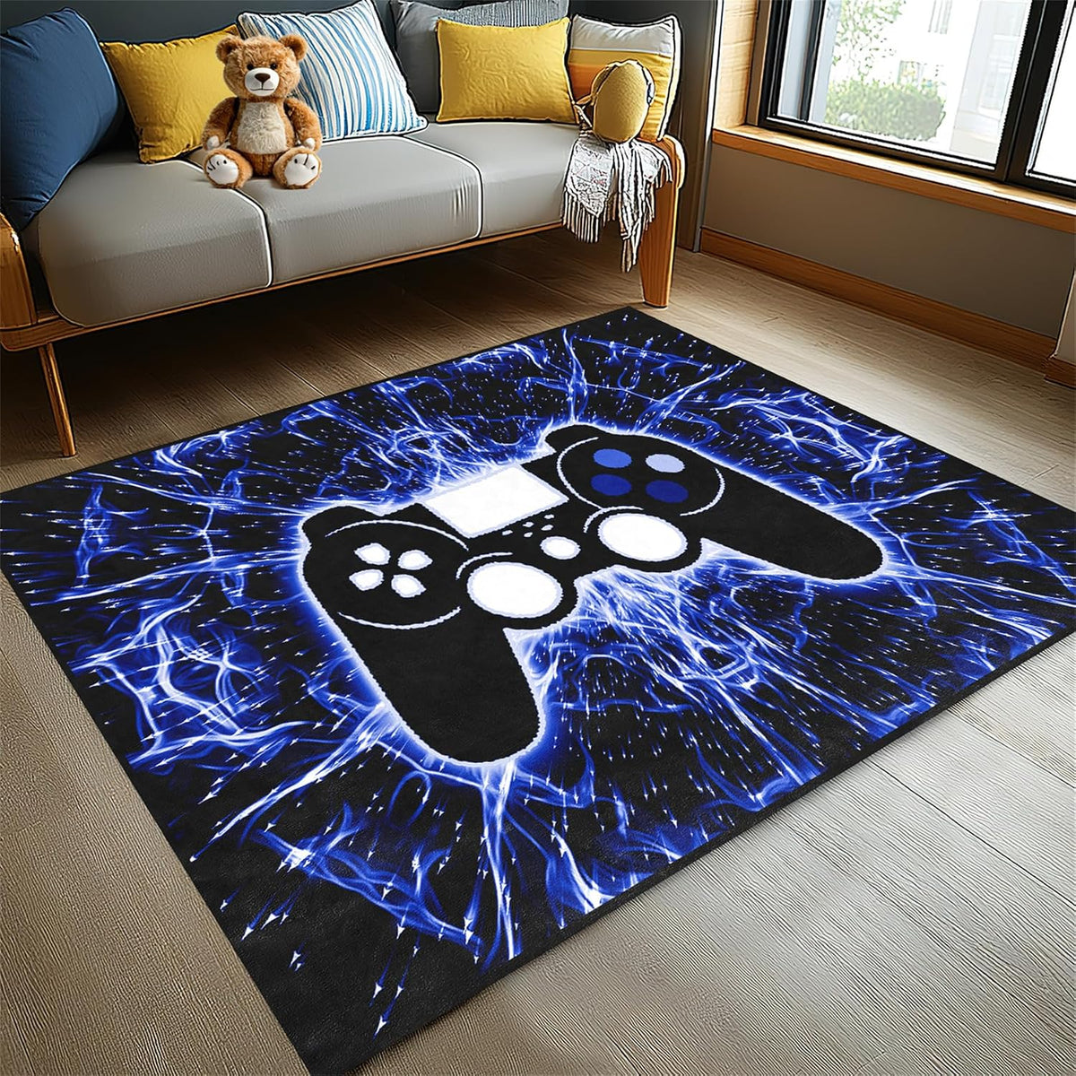 Video Game Rug - Gaming Themed Rug Gamepad Controller Area Rugs for Bedroom Gaming Carpet for Boys Game Carpet for Playrooms Bedroom Doormat Yoga Mats