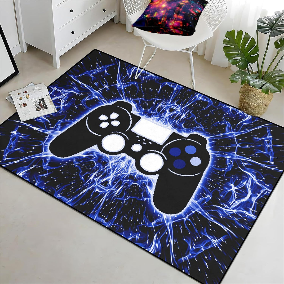 Video Game Rug - Gaming Themed Rug Gamepad Controller Area Rugs for Bedroom Gaming Carpet for Boys Game Carpet for Playrooms Bedroom Doormat Yoga Mats