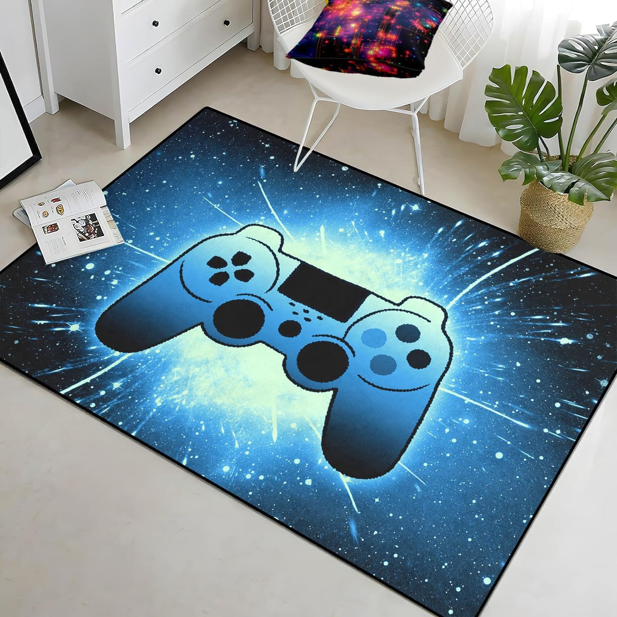 Video Game Rug - Gaming Themed Rug Gamepad Controller Area Rugs for Bedroom Gaming Carpet for Boys Game Carpet for Playrooms Bedroom Doormat Yoga Mats
