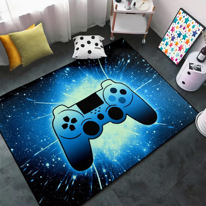 Video Game Rug - Gaming Themed Rug Gamepad Controller Area Rugs for Bedroom Gaming Carpet for Boys Game Carpet for Playrooms Bedroom Doormat Yoga Mats