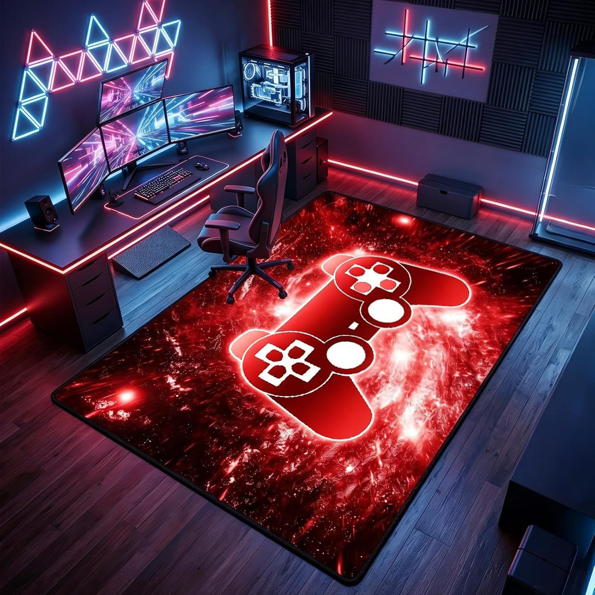 Video Game Rug - Gaming Themed Rug Gamepad Controller Area Rugs for Bedroom Gaming Carpet for Boys Game Carpet for Playrooms Bedroom Doormat Yoga Mats
