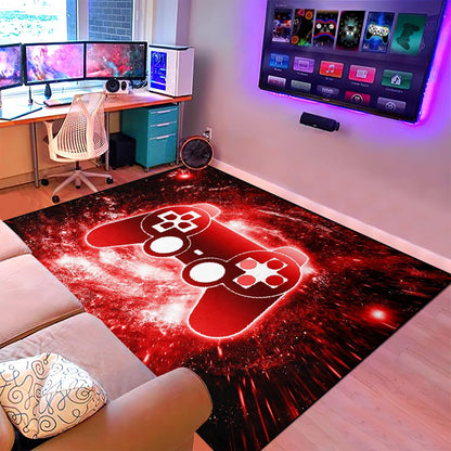 Video Game Rug - Gaming Themed Rug Gamepad Controller Area Rugs for Bedroom Gaming Carpet for Boys Game Carpet for Playrooms Bedroom Doormat Yoga Mats