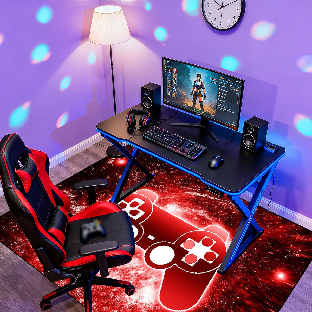 Video Game Rug - Gaming Themed Rug Gamepad Controller Area Rugs for Bedroom Gaming Carpet for Boys Game Carpet for Playrooms Bedroom Doormat Yoga Mats