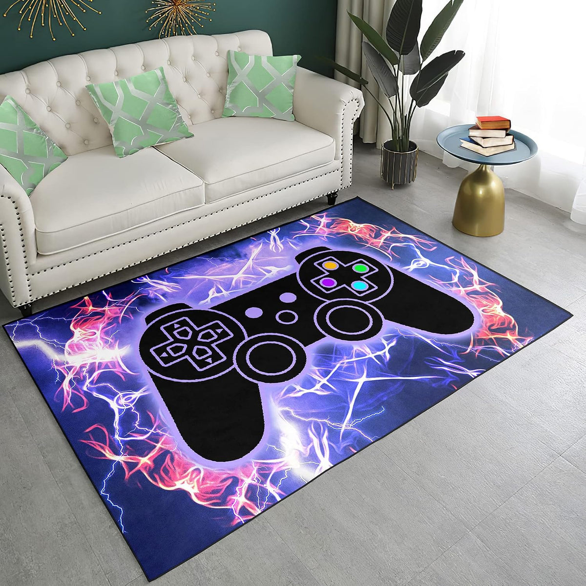 Video Game Rug - Gaming Themed Rug Gamepad Controller Area Rugs for Bedroom Gaming Carpet for Boys Game Carpet for Playrooms Bedroom Doormat Yoga Mats