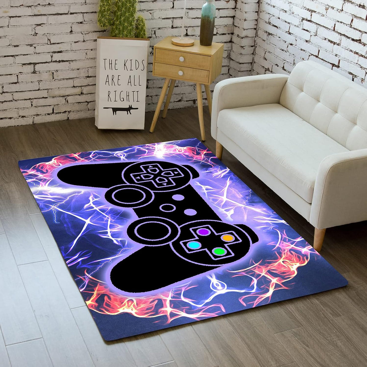 Video Game Rug - Gaming Themed Rug Gamepad Controller Area Rugs for Bedroom Gaming Carpet for Boys Game Carpet for Playrooms Bedroom Doormat Yoga Mats
