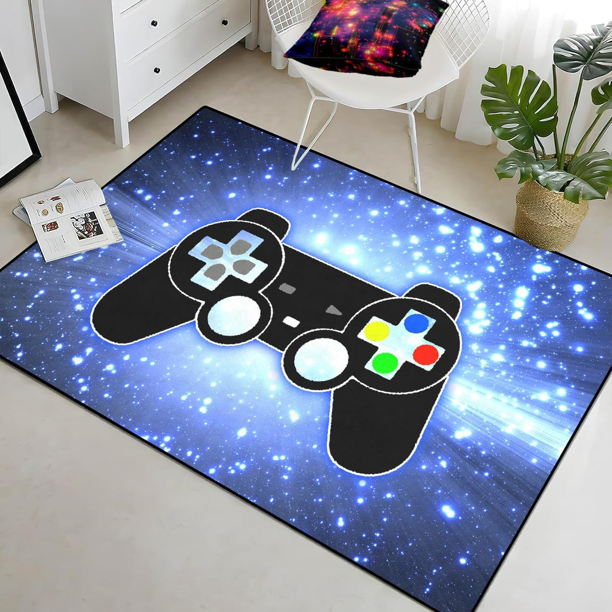 Video Game Rug - Gaming Themed Rug Gamepad Controller Area Rugs for Bedroom Gaming Carpet for Boys Game Carpet for Playrooms Bedroom Doormat Yoga Mats