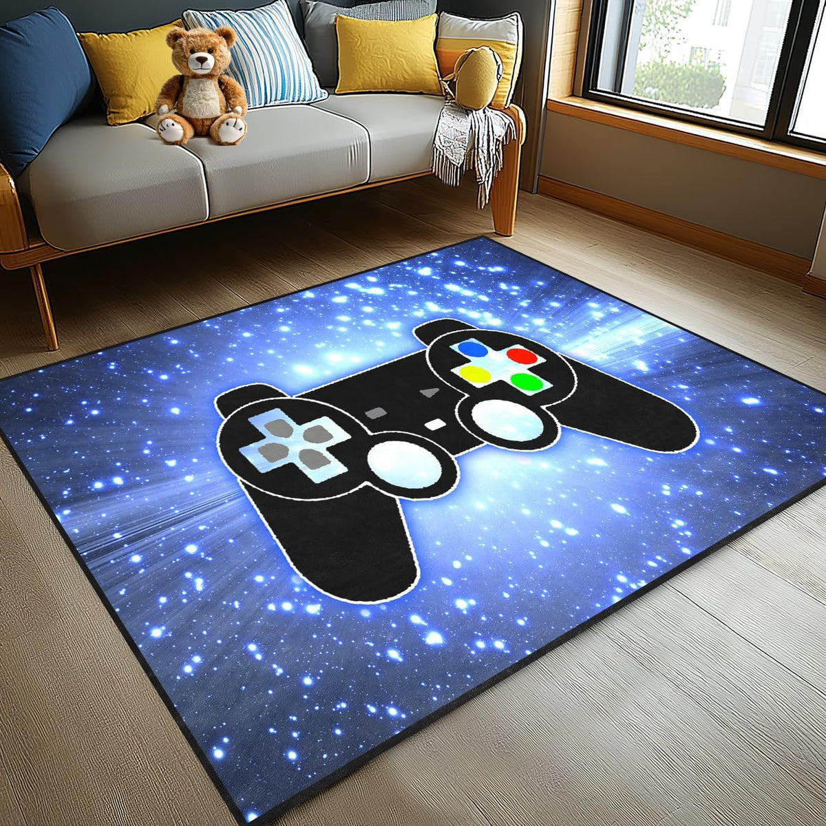 Video Game Rug - Gaming Themed Rug Gamepad Controller Area Rugs for Bedroom Gaming Carpet for Boys Game Carpet for Playrooms Bedroom Doormat Yoga Mats