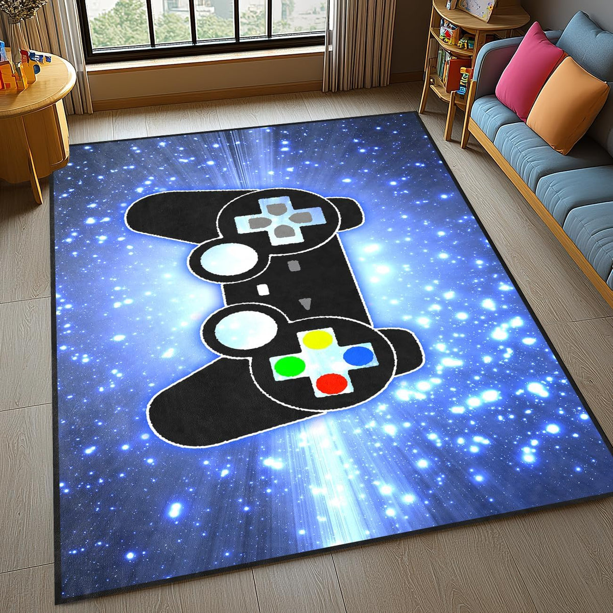 Video Game Rug - Gaming Themed Rug Gamepad Controller Area Rugs for Bedroom Gaming Carpet for Boys Game Carpet for Playrooms Bedroom Doormat Yoga Mats