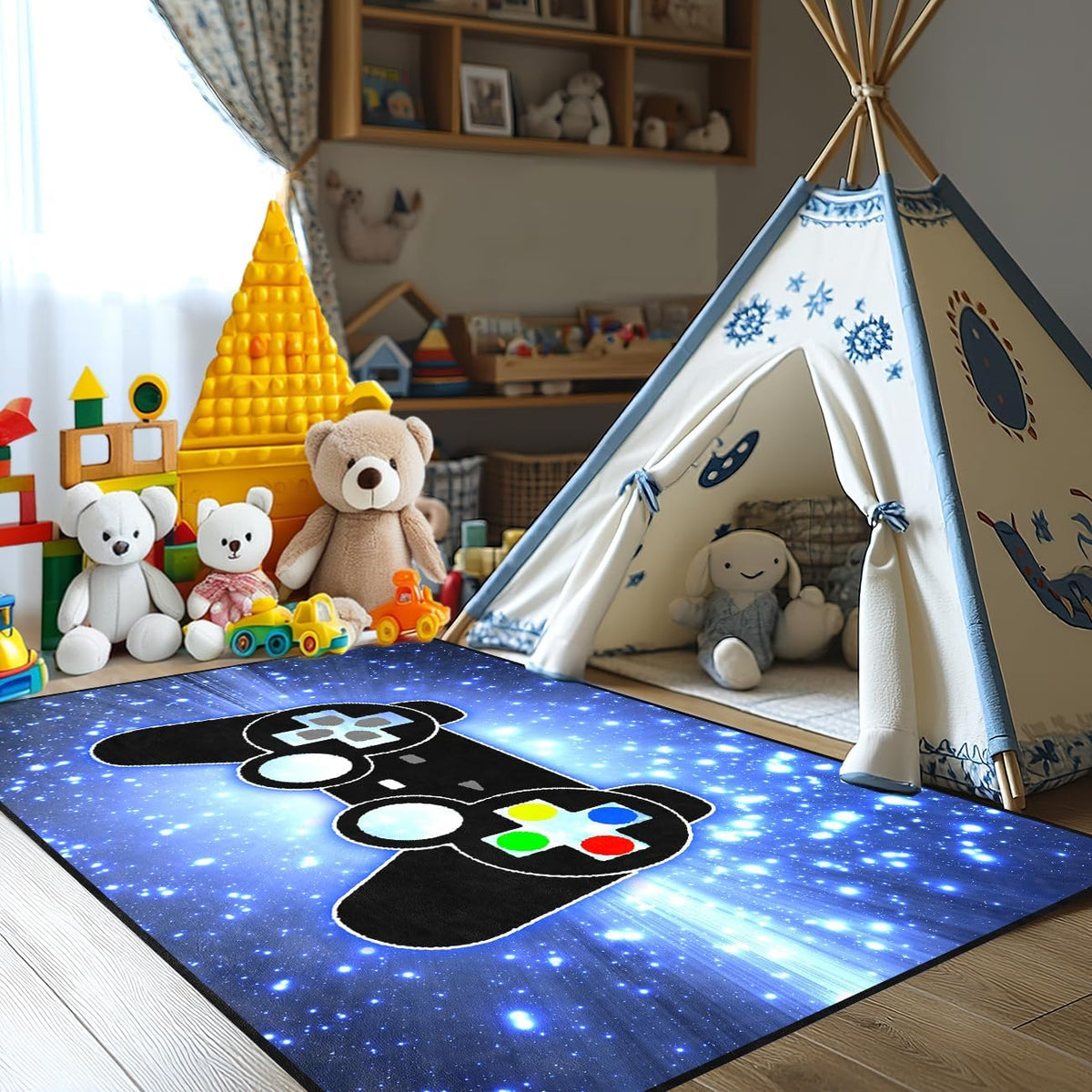 Video Game Rug - Gaming Themed Rug Gamepad Controller Area Rugs for Bedroom Gaming Carpet for Boys Game Carpet for Playrooms Bedroom Doormat Yoga Mats
