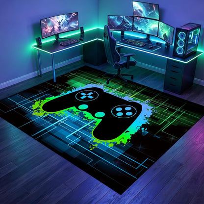 Video Game Rug - Gaming Themed Rug Gamepad Controller Area Rugs for Bedroom Gaming Carpet for Boys Game Carpet for Playrooms Bedroom Doormat Yoga Mats