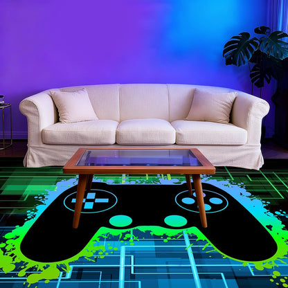 Video Game Rug - Gaming Themed Rug Gamepad Controller Area Rugs for Bedroom Gaming Carpet for Boys Game Carpet for Playrooms Bedroom Doormat Yoga Mats