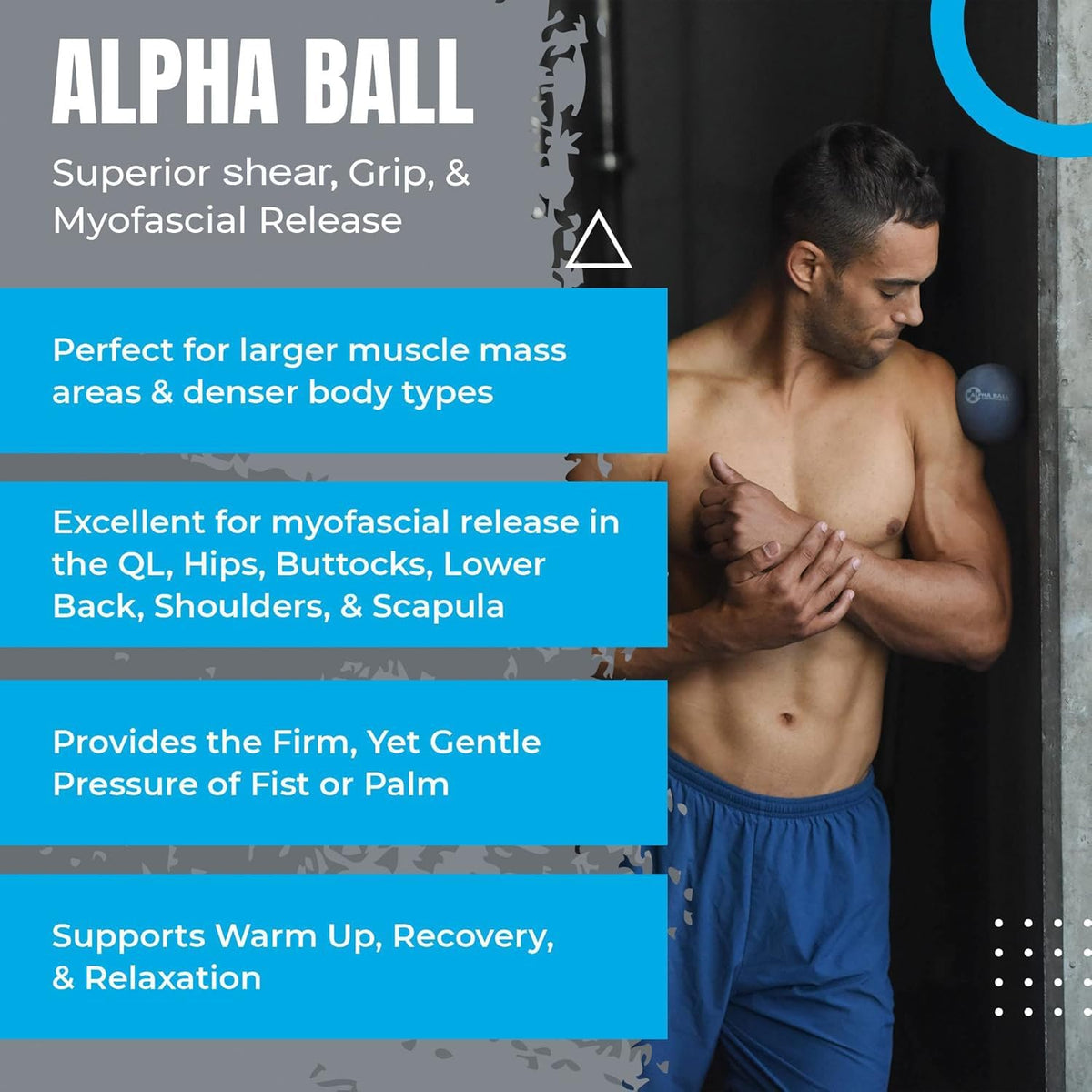 – Alpha Ball | Large Therapy Ball | Massage Ball for Myofascial Release, Pain Relief - Back, Shoulders, Hamstrings, Hips, Glutes