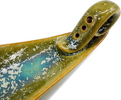 9" Length Incense Stick Holder with 3 Holes, White Porcelain Incense Tray Ash Cather for Spa, Meditation Room, Yoga, Home, Office (Green)