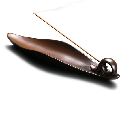 9" Length Incense Stick Holder with 3 Holes, White Porcelain Incense Tray Ash Cather for Spa, Meditation Room, Yoga, Home, Office (Green)
