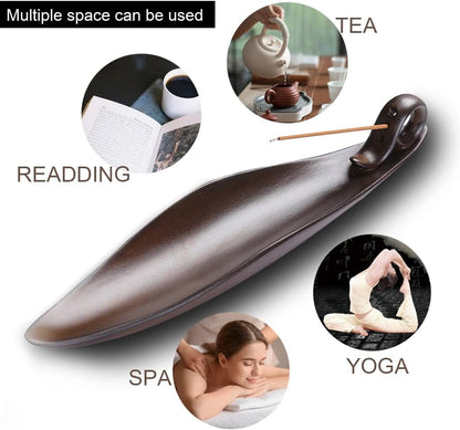 9" Length Incense Stick Holder with 3 Holes, White Porcelain Incense Tray Ash Cather for Spa, Meditation Room, Yoga, Home, Office (Green)