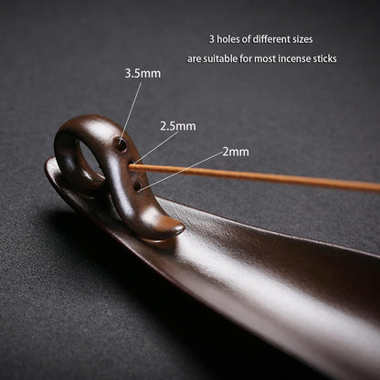 9" Length Incense Stick Holder with 3 Holes, White Porcelain Incense Tray Ash Cather for Spa, Meditation Room, Yoga, Home, Office (Green)