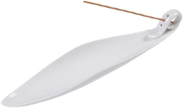 9" Length Incense Stick Holder with 3 Holes, White Porcelain Incense Tray Ash Cather for Spa, Meditation Room, Yoga, Home, Office (Green)