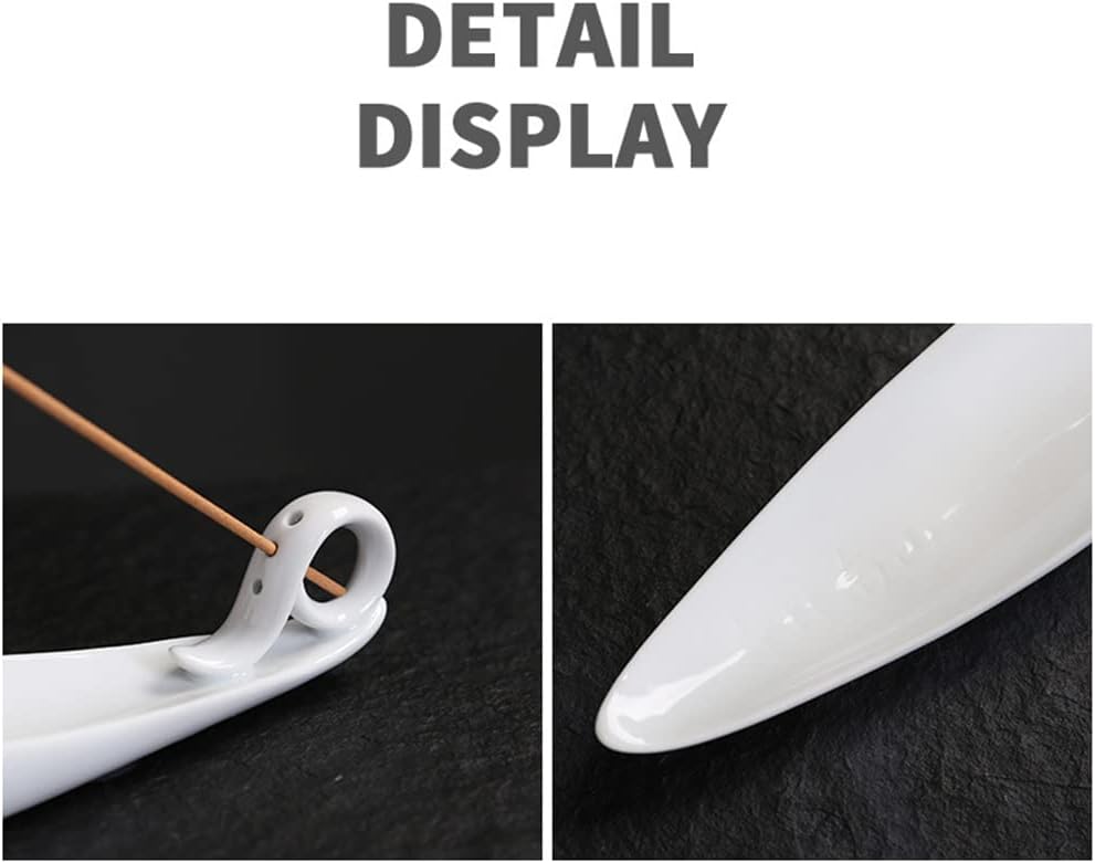 9" Length Incense Stick Holder with 3 Holes, White Porcelain Incense Tray Ash Cather for Spa, Meditation Room, Yoga, Home, Office (Green)