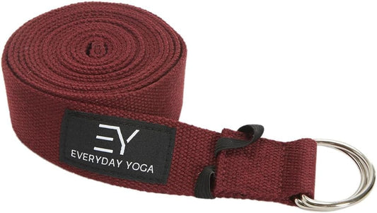 Bolster and Yoga Strap Set, Rectangular Meditation Pillow, Firm Support for Restorative Yoga - Merlot - 10ft Length