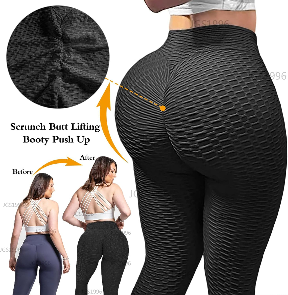Butt Lifting Leggings for Women Tummy Control Workout Yoga Pants High Waisted Scrunch Booty Gym Tights