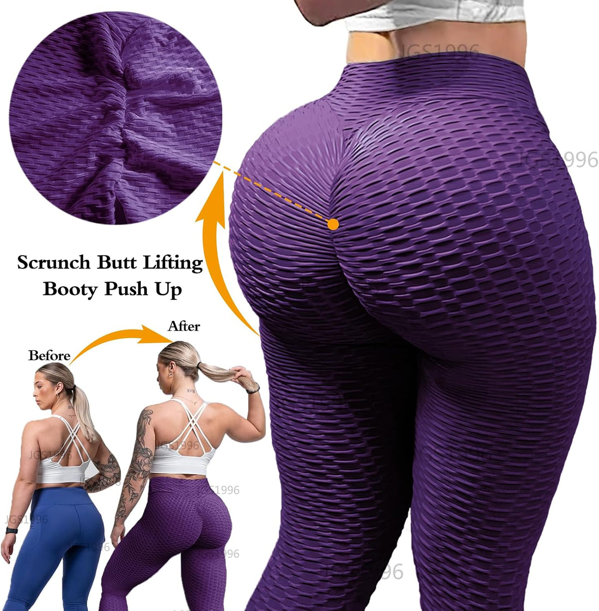 Butt Lifting Leggings for Women Tummy Control Workout Yoga Pants High Waisted Scrunch Booty Gym Tights