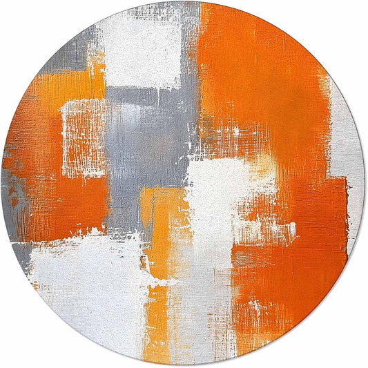Orange Round Area Rug for Living Room 6 ft Abstract Modern Contemporary Rug Carpet Floor Mat Yoga Mat for Boys Girls Playroom Home Decor 6 ft