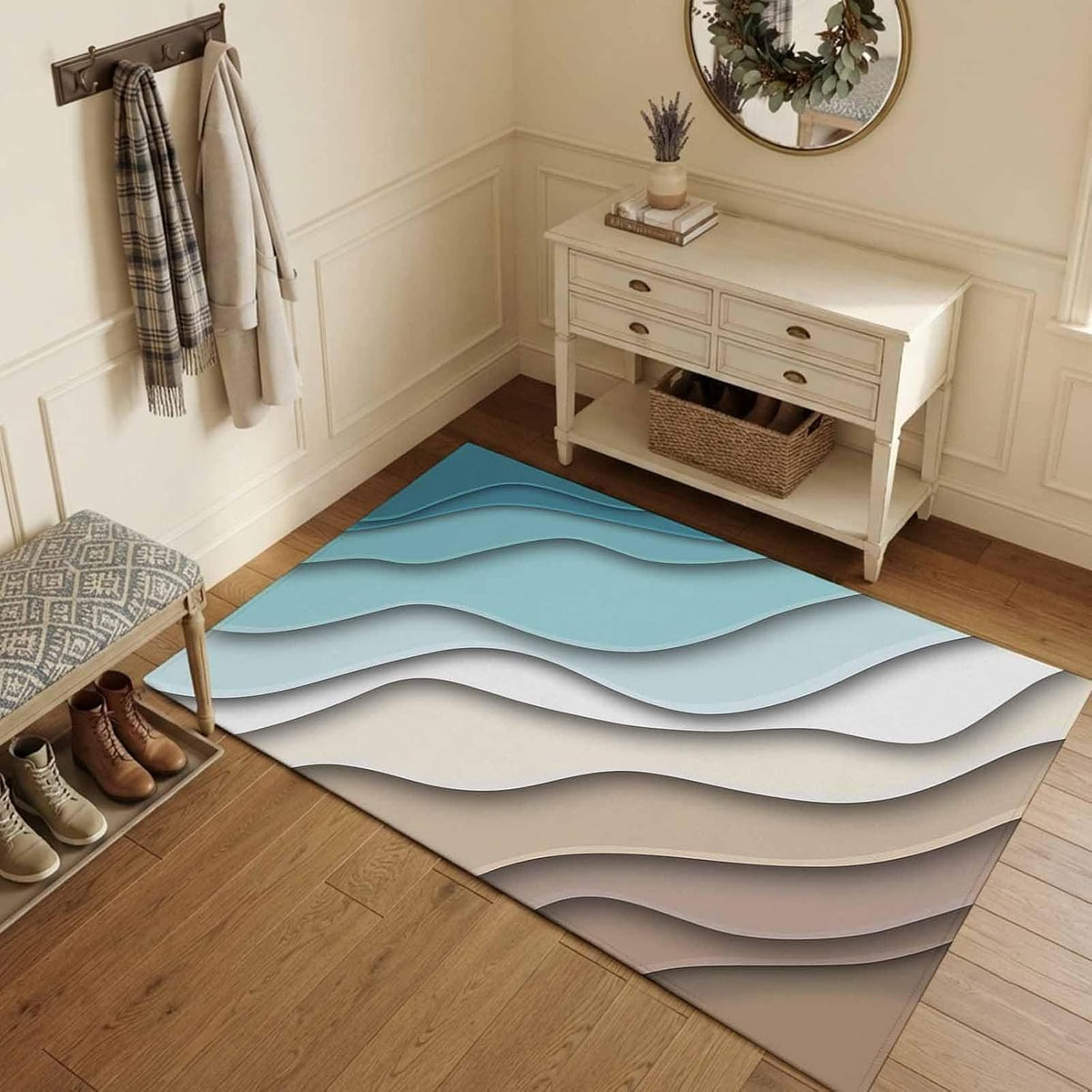 Orange Round Area Rug for Living Room 6 ft Abstract Modern Contemporary Rug Carpet Floor Mat Yoga Mat for Boys Girls Playroom Home Decor 6 ft