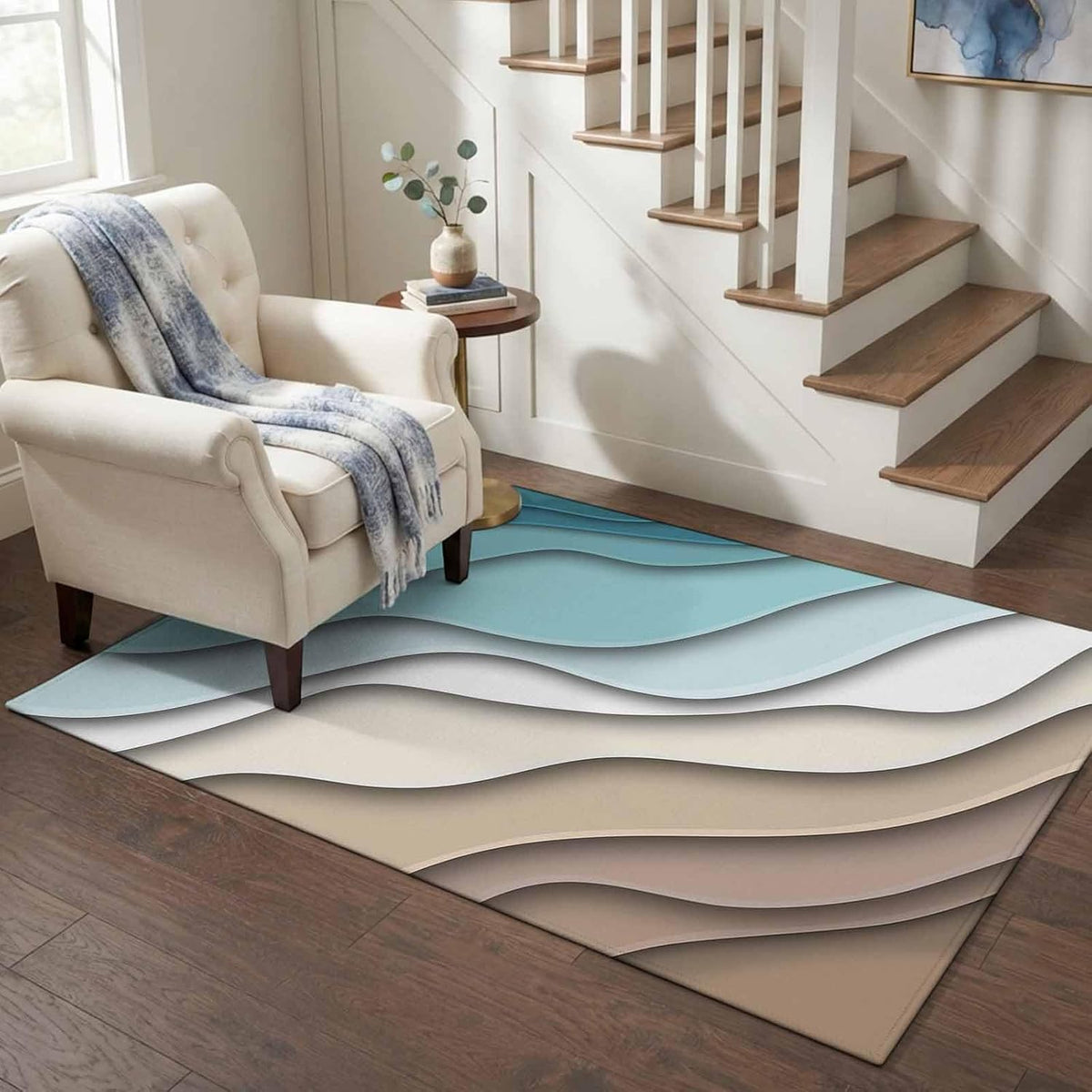 Orange Round Area Rug for Living Room 6 ft Abstract Modern Contemporary Rug Carpet Floor Mat Yoga Mat for Boys Girls Playroom Home Decor 6 ft