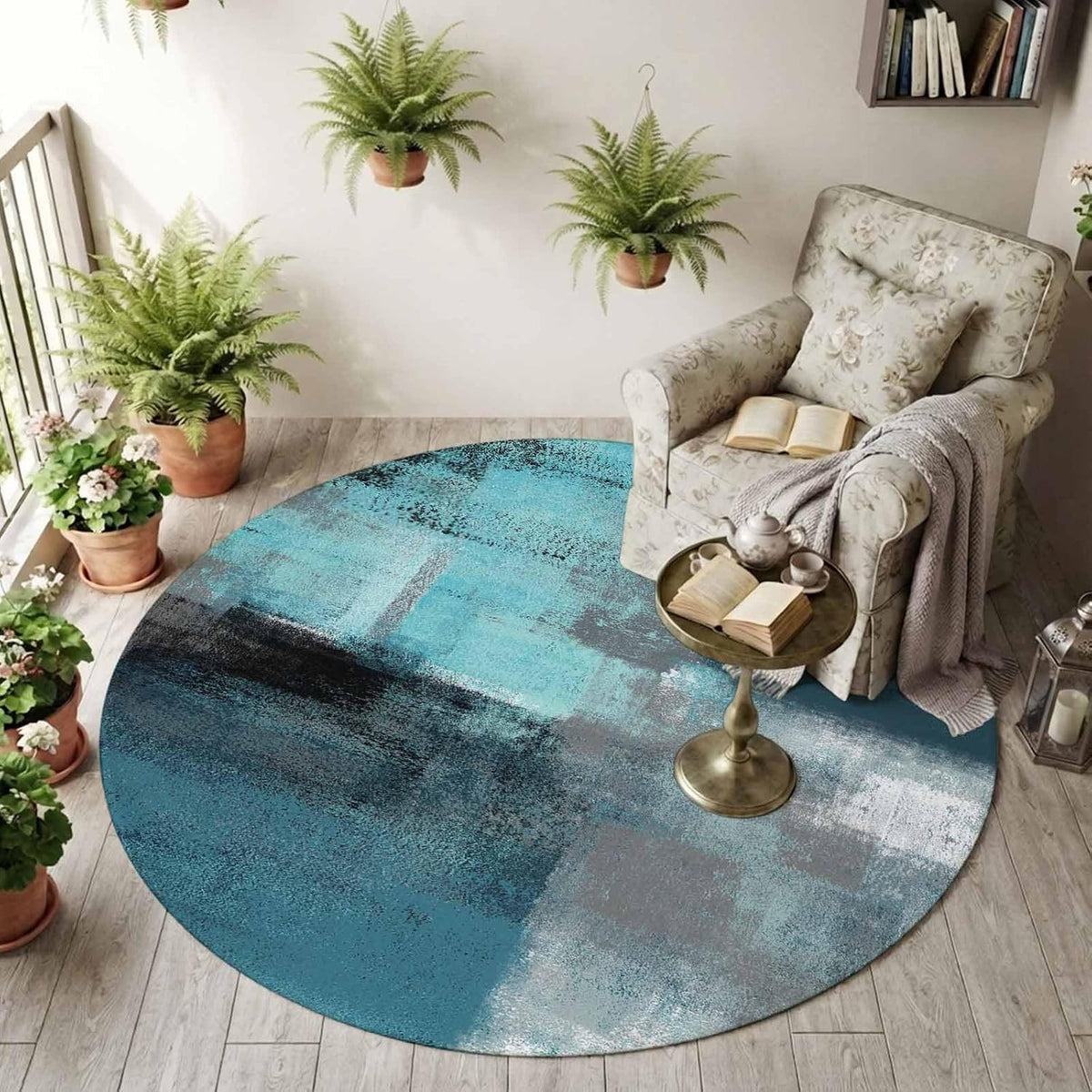 Orange Round Area Rug for Living Room 6 ft Abstract Modern Contemporary Rug Carpet Floor Mat Yoga Mat for Boys Girls Playroom Home Decor 6 ft
