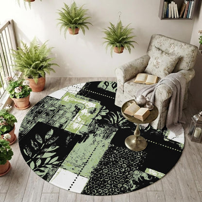Orange Round Area Rug for Living Room 6 ft Abstract Modern Contemporary Rug Carpet Floor Mat Yoga Mat for Boys Girls Playroom Home Decor 6 ft