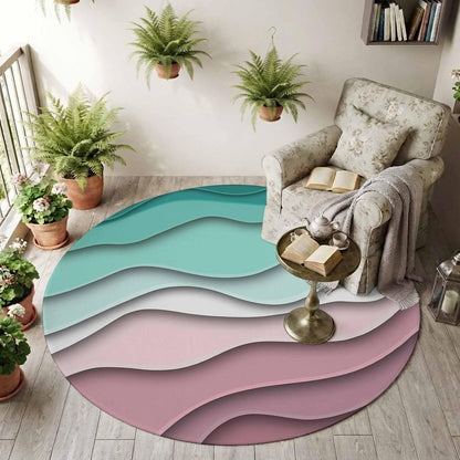 Orange Round Area Rug for Living Room 6 ft Abstract Modern Contemporary Rug Carpet Floor Mat Yoga Mat for Boys Girls Playroom Home Decor 6 ft